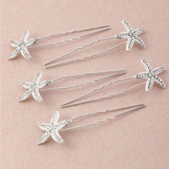Rhinestone Starfish Hairpins  - Picture 1 of 5